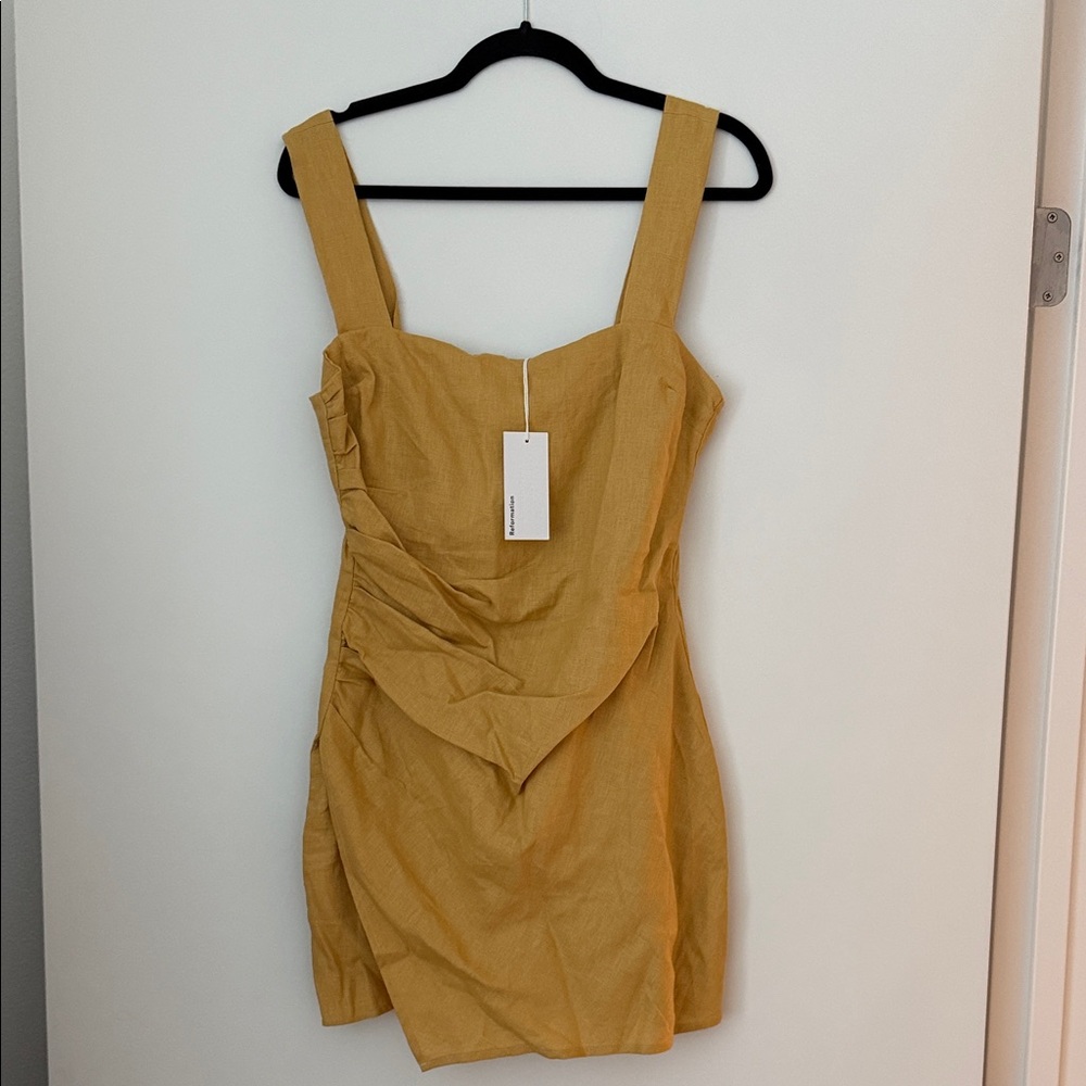 Reformation Mustard Mini Dress